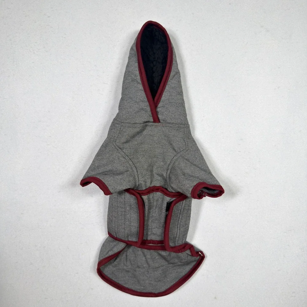 Reddy Dog Hoodie NWOT Sweatshirt Gray Burgundy Fleece Lined Pet Jacket Small